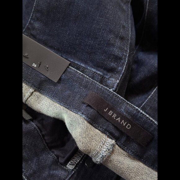 New J Brand Jeans 26 Blue Dark Wash Natasha Sky High Skinny Crop Exposed Button - Picture 8 of 10